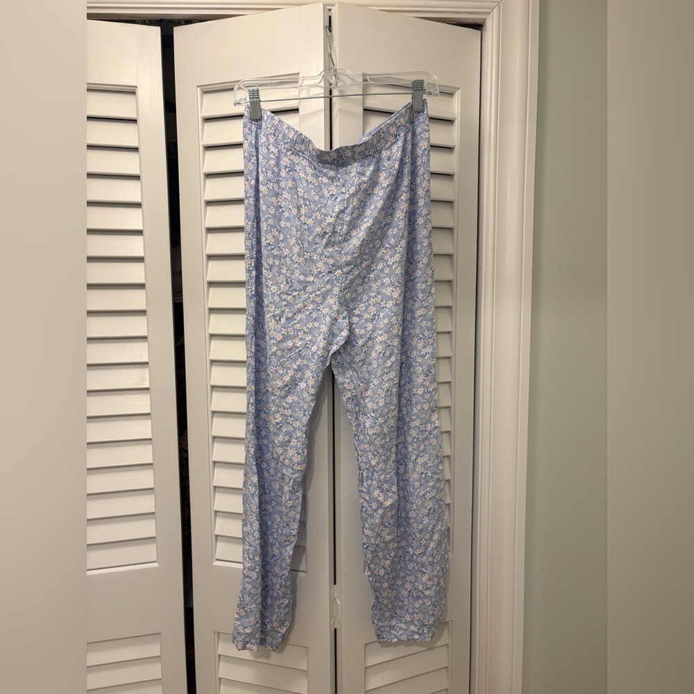 Splendid Capri Pajama Set Light Blue Pink Floral Size Large - Picture 4 of 5